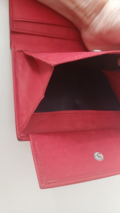 Червен портфейл  естествена кожа
