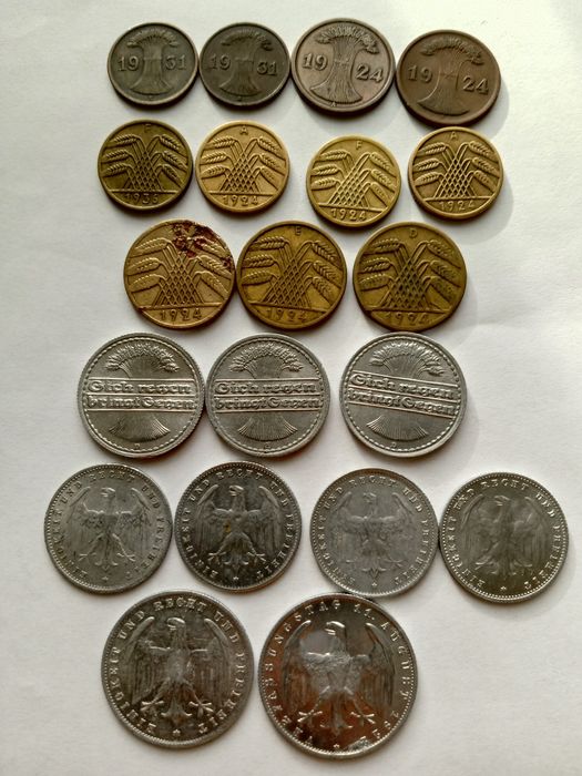 Монеты 3 рейха, Германии, Веймара