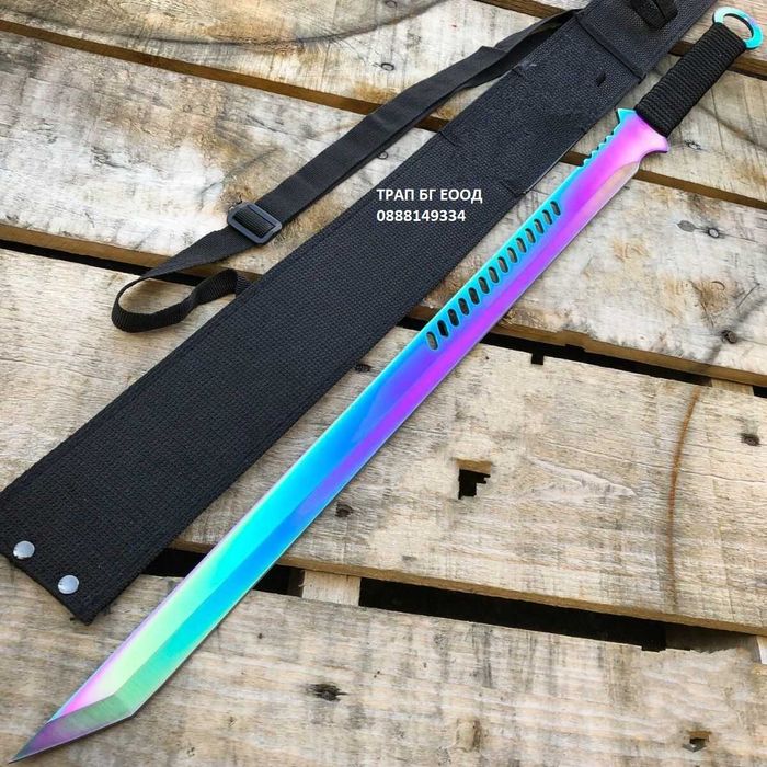 Катана Меч Танто Две разцветки  с кания за носене на гръб Мачете