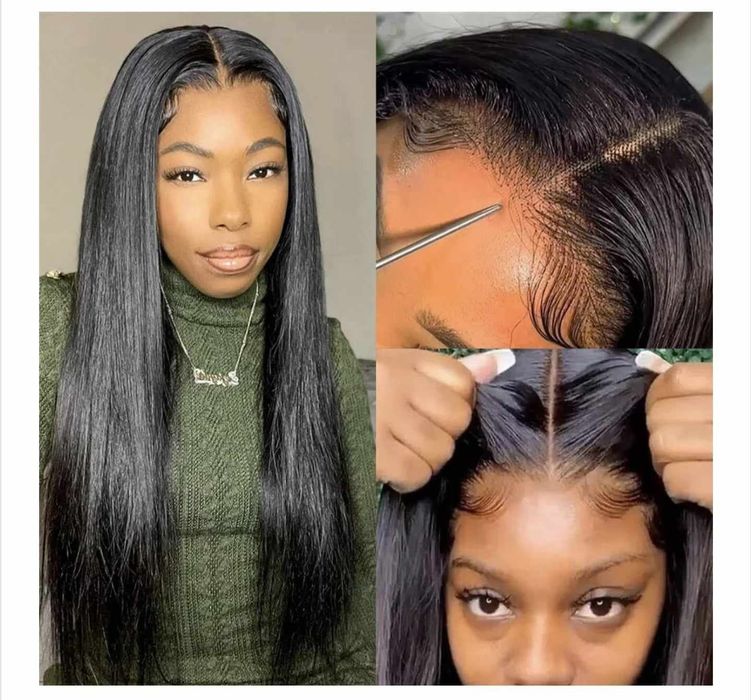 Peruca 100% par uman fara lipici, densitate 200 % , negru