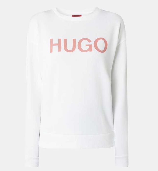 Hugo бял дамски суитшърт модел Nakira с розово лого