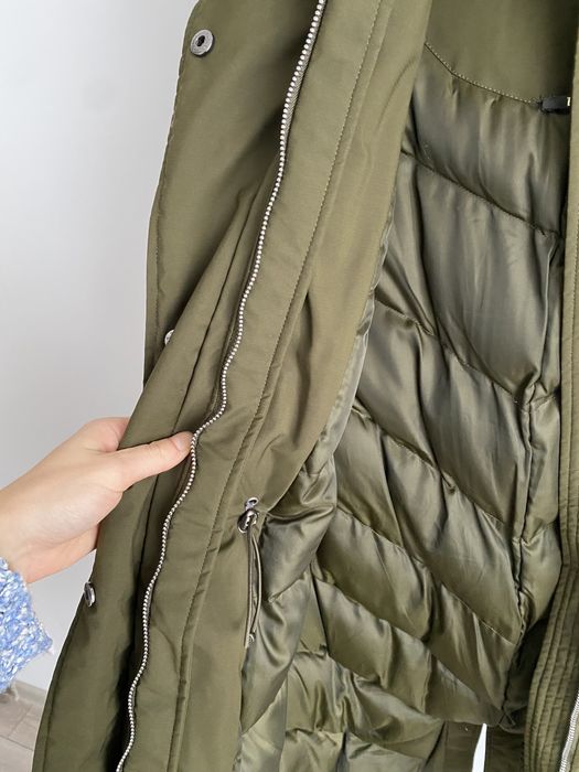 Geaca de iarna cu blana naturala la gluga, verde, marinea 38/M