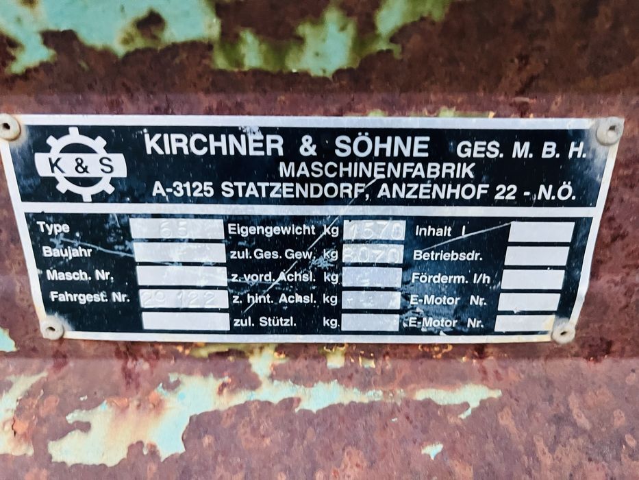 Mig gunoi, remorca de imprastiat balegar Kirchner 6.5 Tone, 2 tamburi