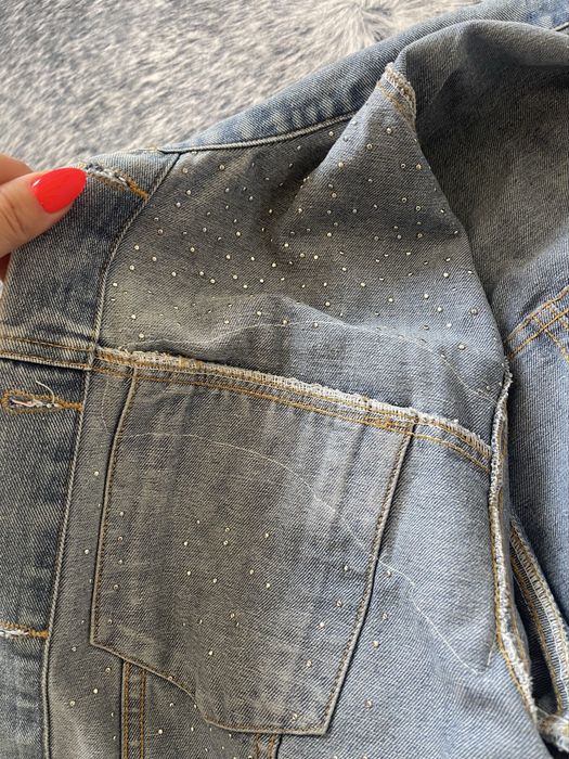 Дънково яке с перли и камъни