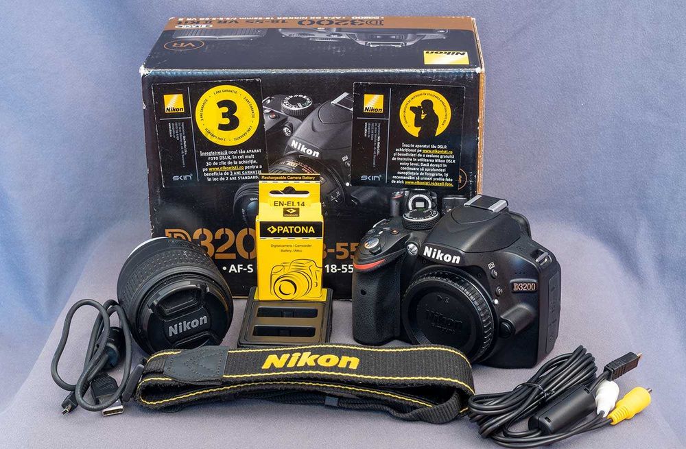 Nikon D3200 + 18-55 VR | 6.703 cadre | Cutie + accesorii | 1.049 lei