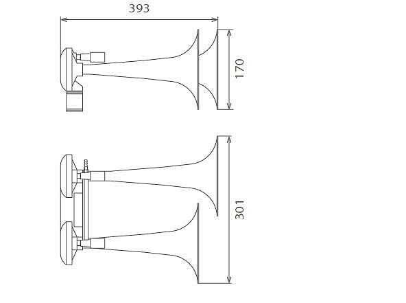 Тромба 12V, 135db, клаксон TGV HI-DO, с две мелодии, черна