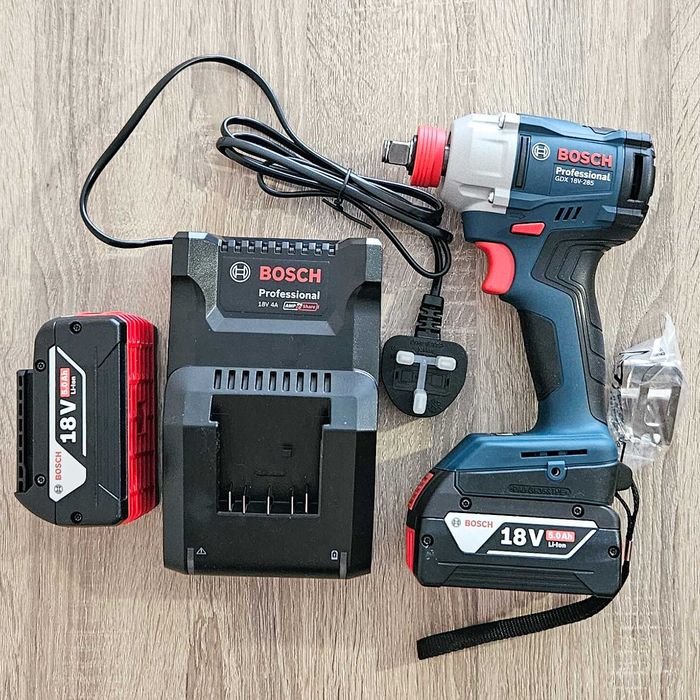 Нов безчетков акумулаторен ударен гайковерт BOSCH GDX 18V-285 , 2 x 5.0Ah батерии и зарядно
