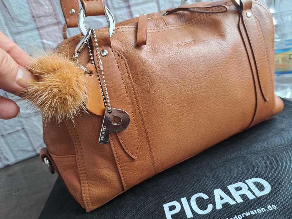 дамска чанта,Picard,малка кафява чантичка-естествена кожа