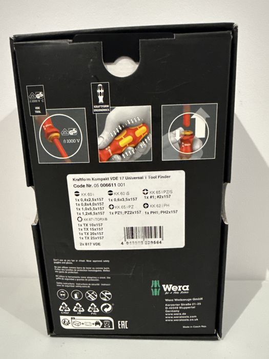 Setul de șurubelnițe izolate Wera Kraftform Kompakt VDE 17 Universal 1 + Set de chei tubulare cu clichet Wera 8100 SB 12 Zyklop Comfort