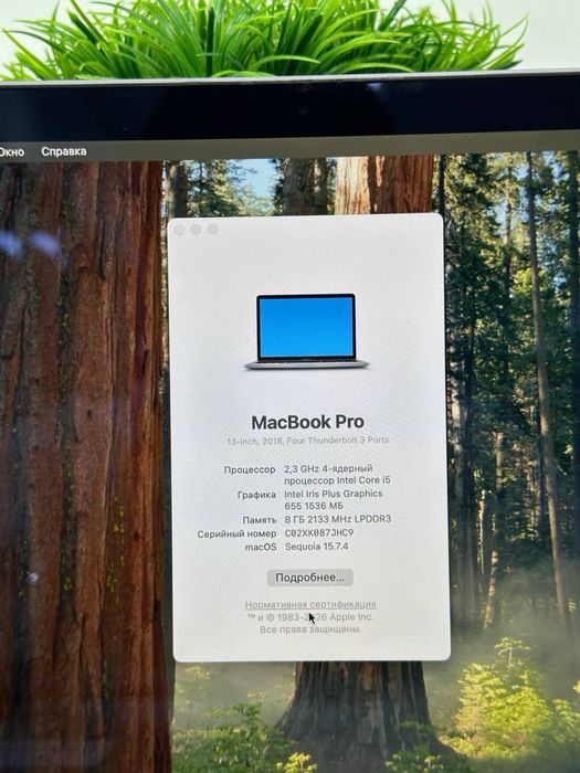 MacBook Pro 2018 core i5 SSD 512 gb Ram 8