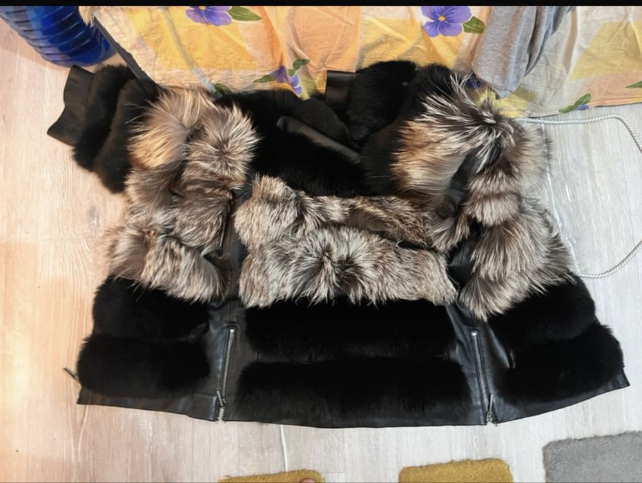 Blana naturala vulpe neagra/ argintie