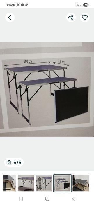 Vând masă pliabilă ,nouă ,reglabilă înălțime ,100cm lungime/60cm ,140