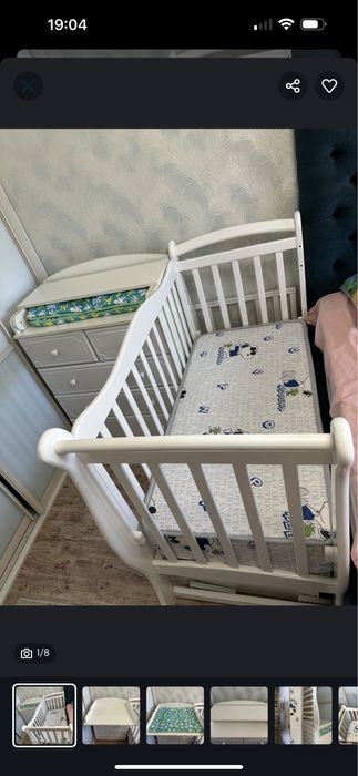 Манеж с комодом цвет белый