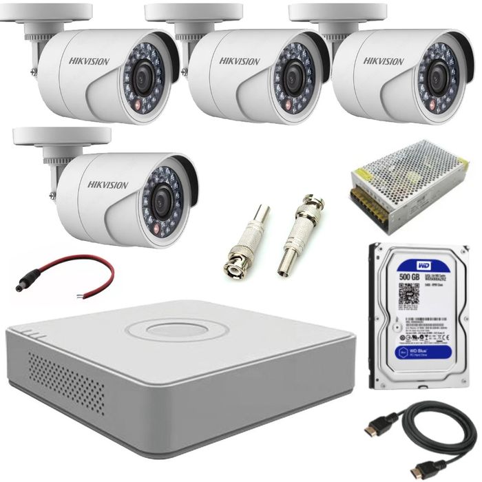 Готовый комплект HD-Видеонаблюдения на 4 камеры Hikvision 2мпх