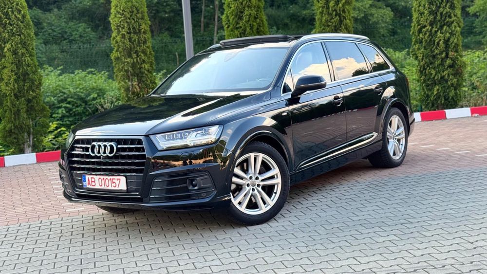 Audi Q7 3.0 TDI 2016 – 3x S-Line – Full dotări – Bose – Panoramic – Night Vision – Suspensie pneumatică – Webasto – Cârlig electric – Garanție 1 an