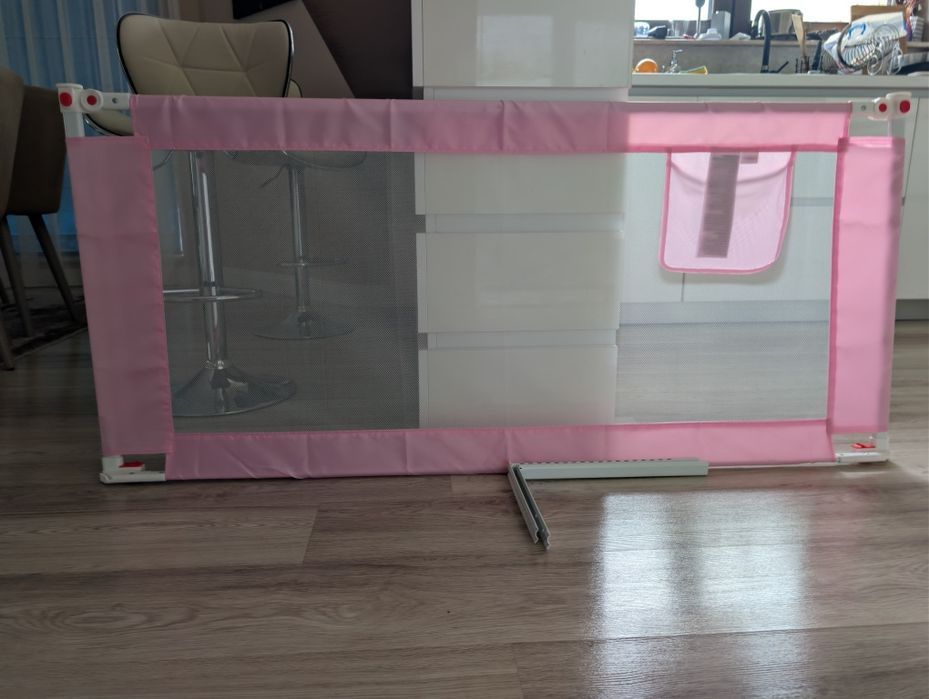 Barieră de siguranță / Plasă protecție pat copii, Roz