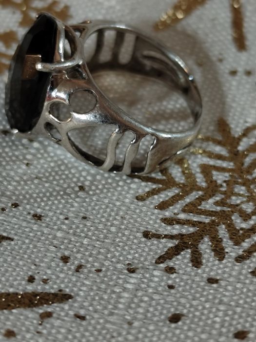 Сребърен пръстен опушен кварц