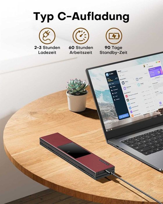 Луксозна сгъваема Bluetooth клавиатура OMOTON с тъчпад. QWERTZ layout