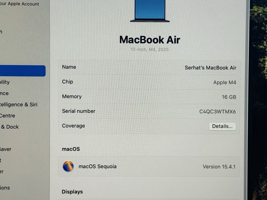Мacbook Air m4 256GB Като нов! 100% Батерия Гаранция 6 месеца