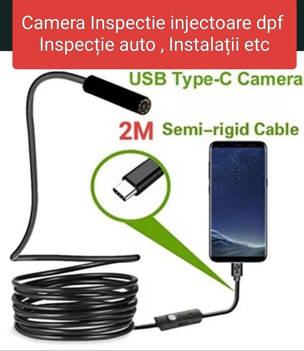 Camera Inspectie Camera Endoscopica 2m cu leduri ajustabile HD Camera Flexibila 5.5mm