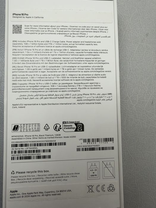 iPhone 16 pro Black Titanium 128GB