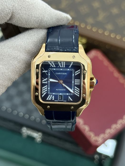 Cartier Santos 100 Gold Blue