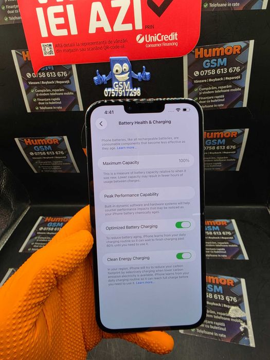 Humor GSM ofera spre vanzare / iPhone 13 Pro Max / 128GB / Sierra Blue / Baterie 100% / Garantie 12 luni / Rate