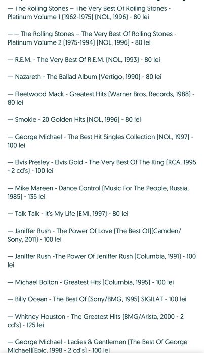 Pachet cd-uri Rolling Stones/Mike Mareen/REM/Elvis/Jeniffer Rush