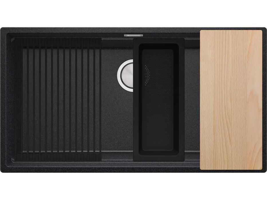 Графит кухненска мивка за вграждане под плот Прага 90 Level 860 x 470