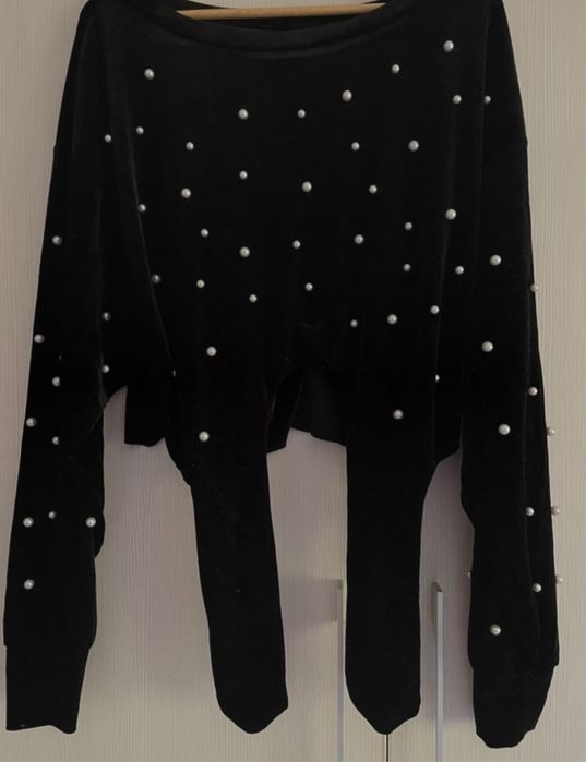 Bluza dama de catifea cu perle
