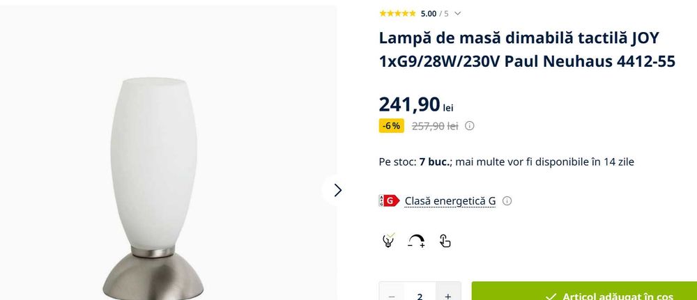 Lampă de masă dimabilă tactilă JOY 1xG9/28W/230V Paul Neuhaus 4412-55