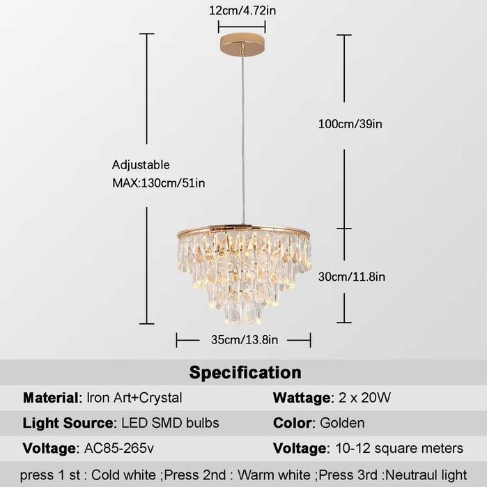 Lustra LED moderna cu cristale pentru dining/bucatarie/livingroom