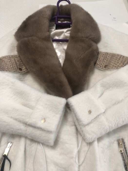 Шуба алькантара воротник норка