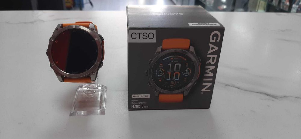 Used Products Dorobanti/Smartwatch Garmin Fenix 8, 51mm, AMOLED, Glass, Android/iOS, Curea Spark Orange Graphite/Garantie 12 LUNI