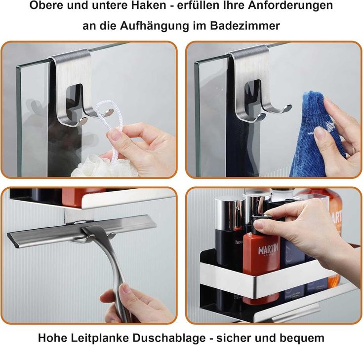 Cooeco Душ рафт за окачване без пробиване, кошница за шампоан