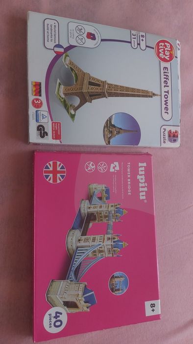 2 seturi puzzle 3D Turnul Eiffel & Tower Bridge