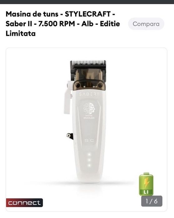 Masina de tuns Stylecraft saber ll blak + alb
