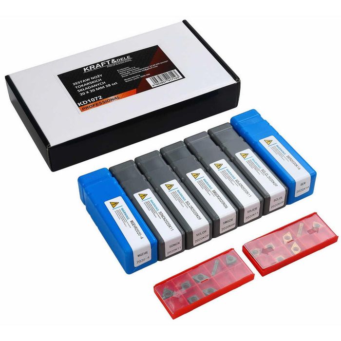 Set cutite pentru strung, cu placute din carbura, 20 x 20 mm, 28