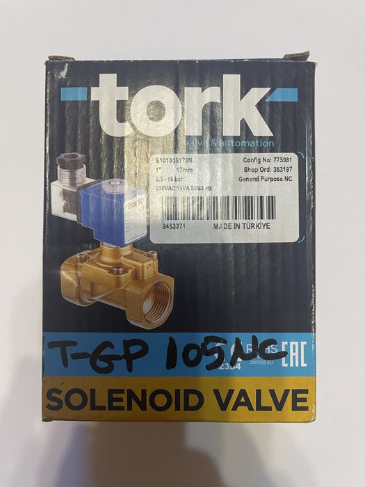 Електромагнитен клапан / соленоид / магнет вентил: Tork NC 1” 220V