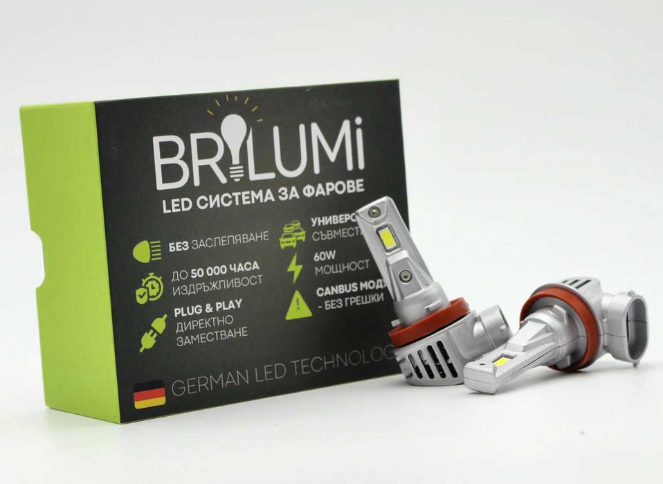 LED крушки H8/H9/H11 BRILUMI Evolve 60W Plug & Play CANBUS 6000K