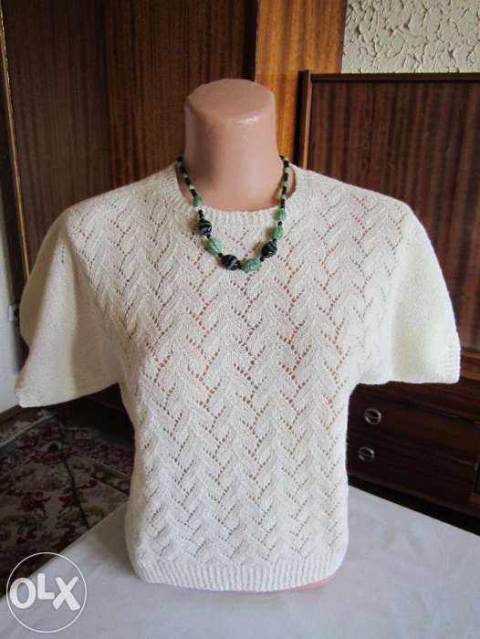 Bluza alba tricotata manual + bonus si Livrare gratuita*