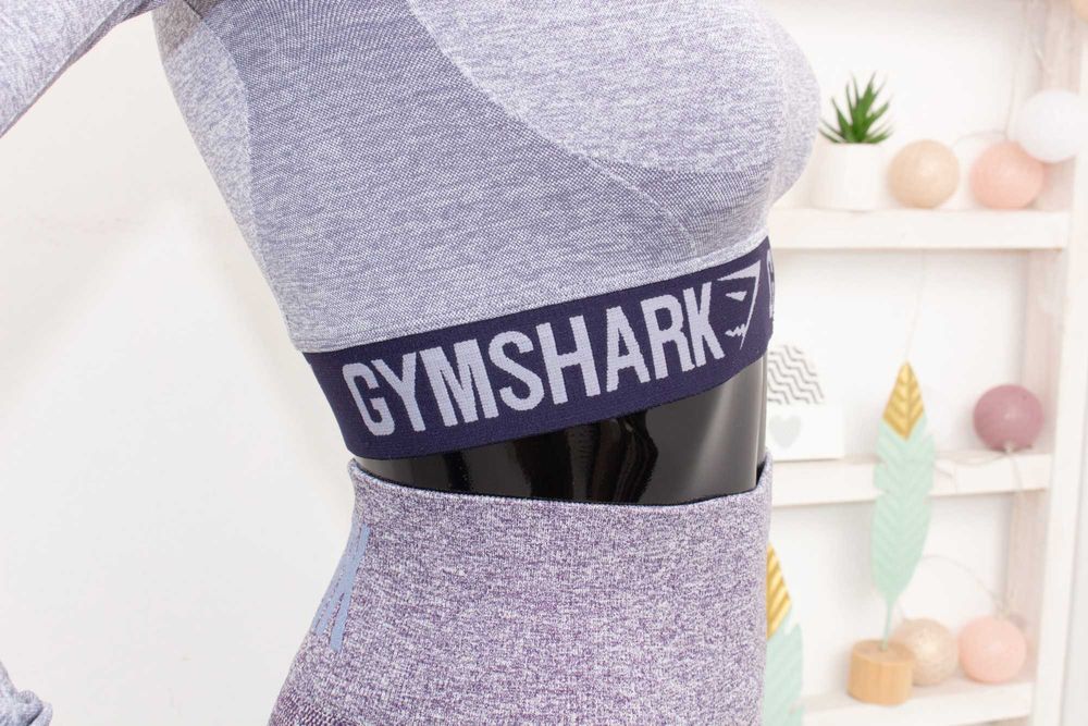 Gymshark дамски комплект кроп топ къс + клин висока талия за фитнес XS