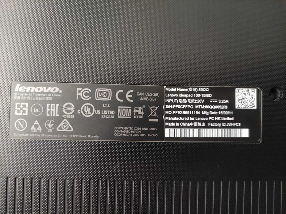 Laptop Lenovo IdeaPad 100-15IBD – pentru piese (cu incarcator functional)