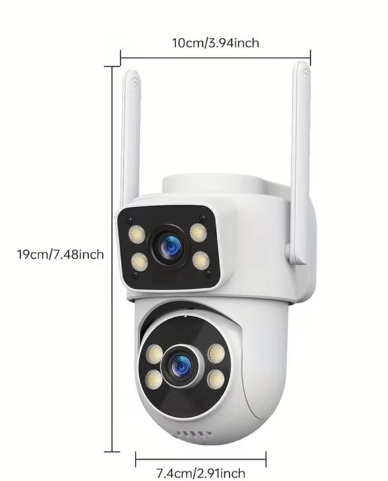 Външна 4K WiFi камера с 2 лещи, 360° наблюдение, цветно нощно виждане и двупосочен звук
