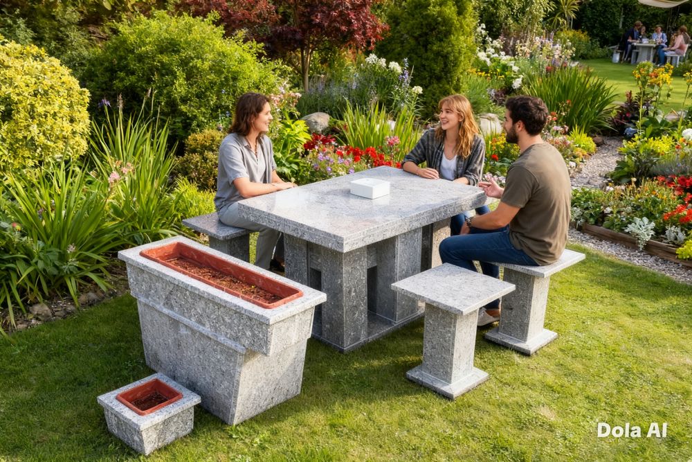 Set Mobilier Exterior Din Granit ,Ideal Gradina ,Terasa