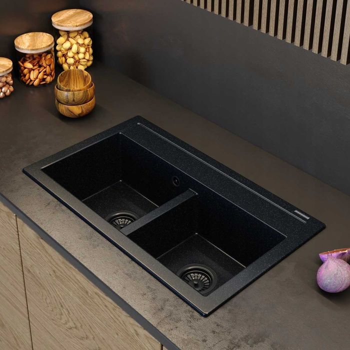 Мултифункционална гранитна мивка с 2 корита Granitan Duet 75см