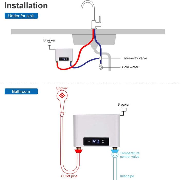 Boiler electric instant 3500W –Afisaj LED– Temperatura reglabila