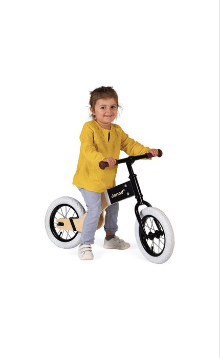 Велосипед без педали Janod - Deluxe balance bike, Дървен, Кафяв/Бежов