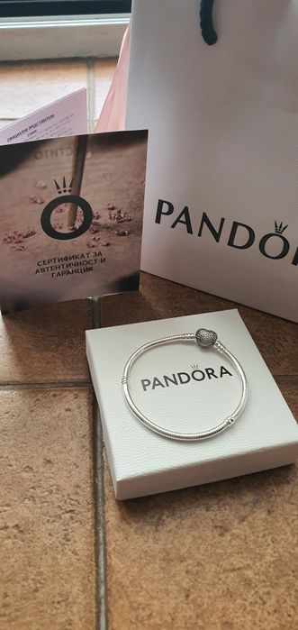 Нова сребърна гривна Пандора Романтика,със сертификат 17см