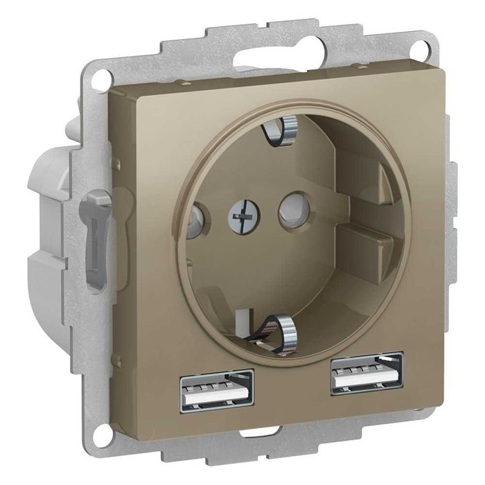 Schneider Electric. AtlasDesign. Розетка 16А с 2 USB A+A